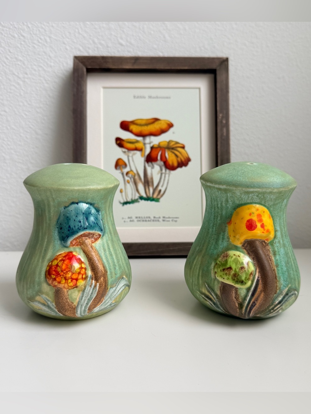 Oversized Mushroom Salt & Pepper Shakers, Merry Mushroom Style, Texas Pottery - Picture 2 of 10